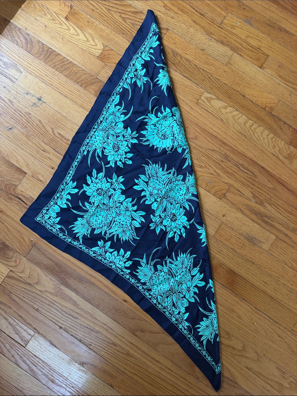 Navy and Teal Square Scarf - Picture 3 of 4